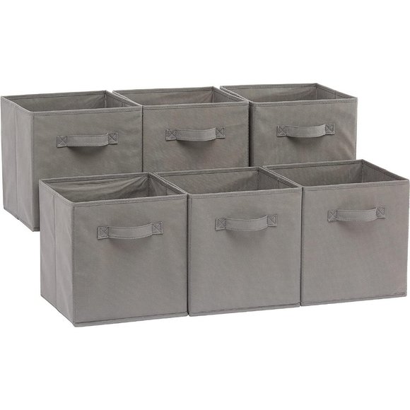 10.5"x10.5"x11" Gray Collapsible Fabric Storage Cubes Organizer with Handles - Picture 1 of 5